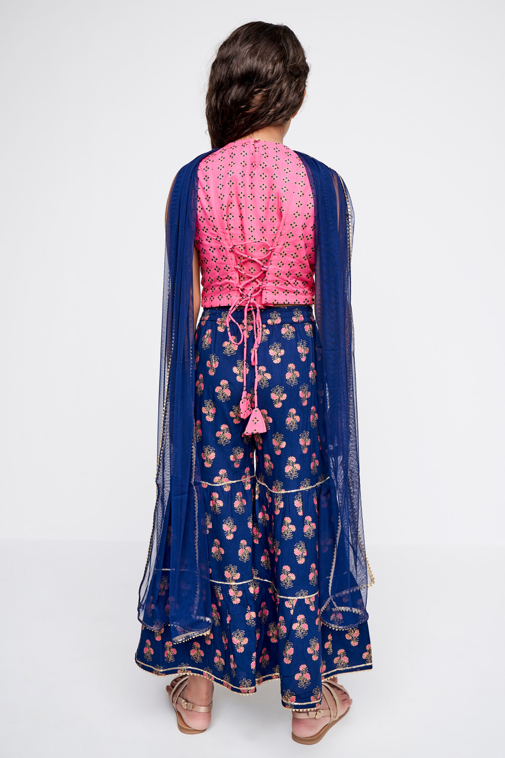 Indigo Khadi Print Flared Suit, Indigo, image 5